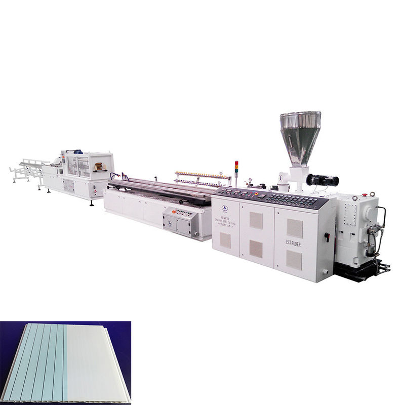 कॉनिकल ट्विन एक्सट्रूडर HYZS65/132 37kw मुख्य मोटर शक्ति के साथ प्लास्टिक झूठी छत पीवीसी दीवार पैनल बोर्ड एक्सट्रूज़न लाइन